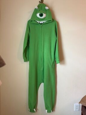 Mike Wazowski Monsters Inc One-Piece Hooded Pajamas Onesie- Adult Small